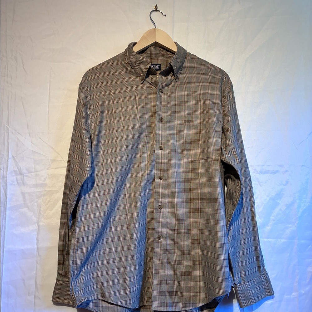 Lands' End Men's Gray Plaid Casual Shirt